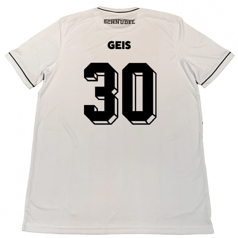 Danxen Enfant Maillot Johannes Geis #30 Blanc Noir Tenues Extérieur 2025/26 T-Shirt