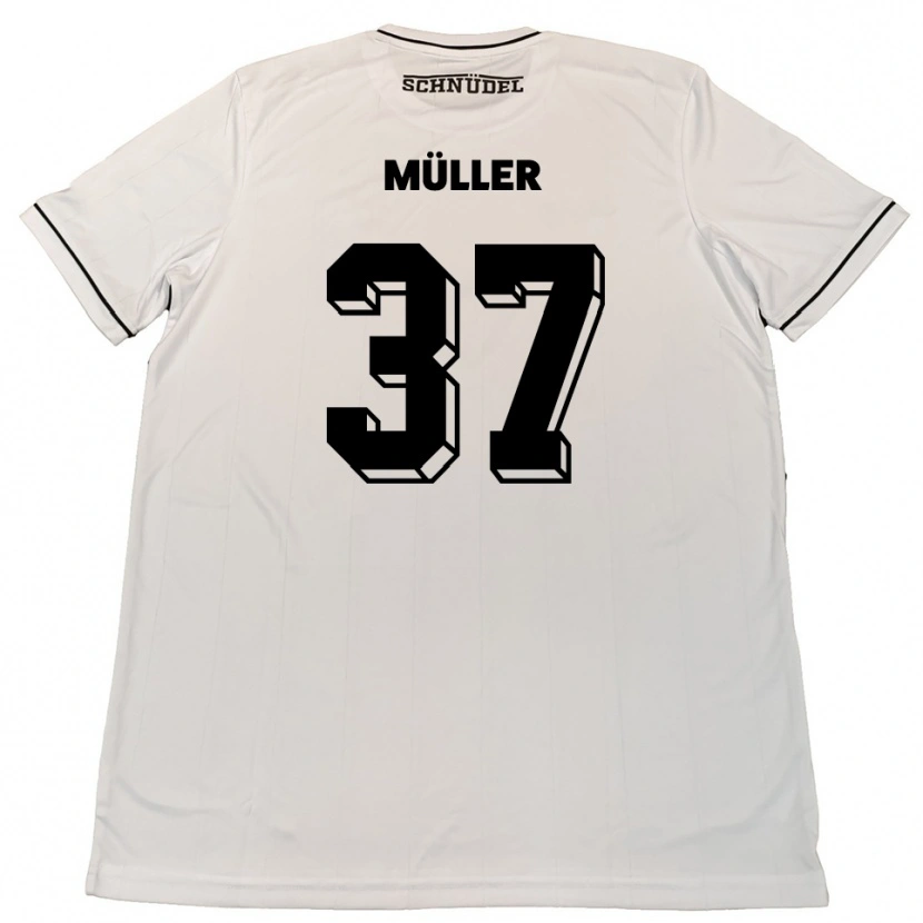 Danxen Enfant Maillot Sebastian Müller #37 Blanc Noir Tenues Extérieur 2025/26 T-Shirt