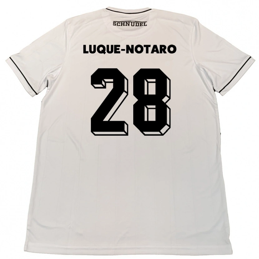 Danxen Enfant Maillot Fabio Luque-Notaro #28 Blanc Noir Tenues Extérieur 2025/26 T-Shirt