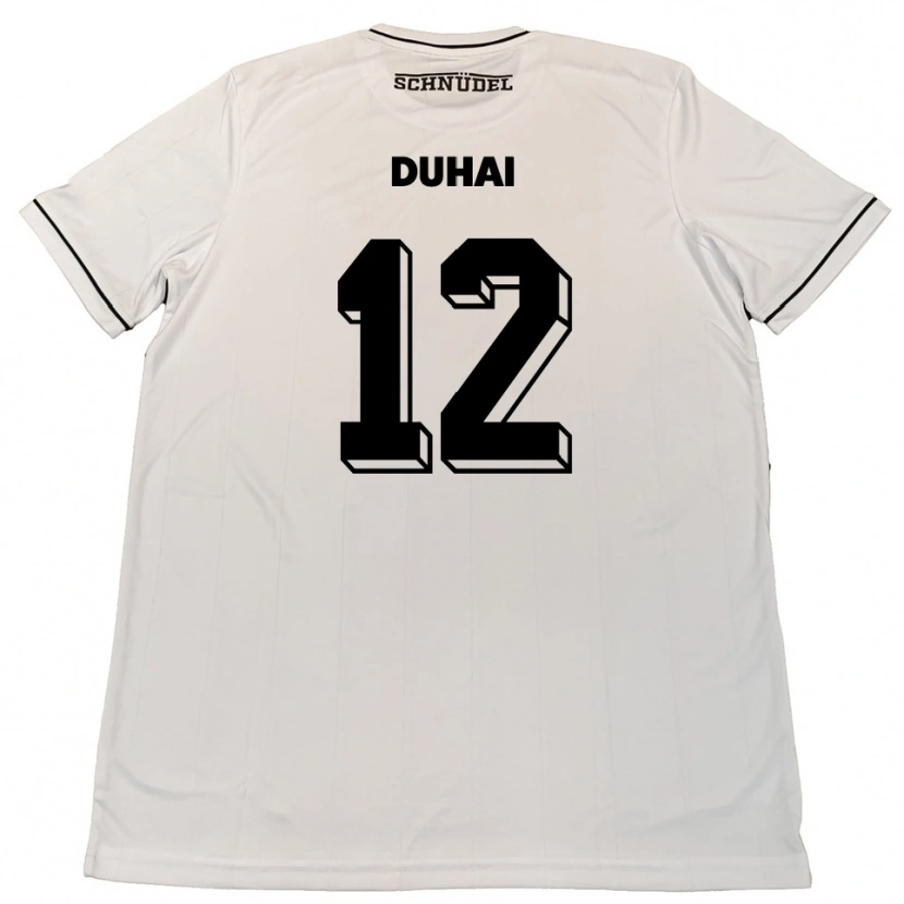 Danxen Enfant Maillot Konstantin Duhai #12 Blanc Noir Tenues Extérieur 2025/26 T-Shirt