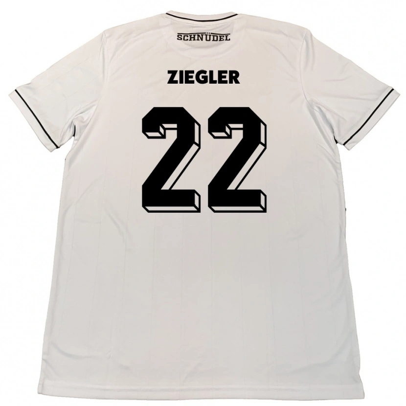 Danxen Enfant Maillot Kevin Ziegler #22 Blanc Noir Tenues Extérieur 2025/26 T-Shirt