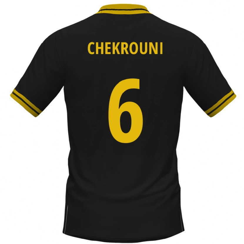 Danxen Enfant Maillot Salim Chekrouni #6 Noir Jaune Tenues Extérieur 2025/26 T-Shirt