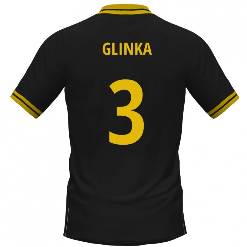 Danxen Enfant Maillot Tim Glinka #3 Noir Jaune Tenues Extérieur 2025/26 T-Shirt