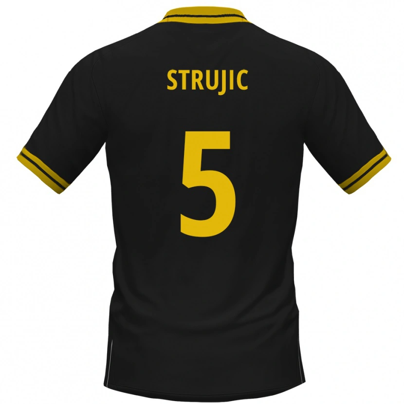 Danxen Enfant Maillot Sasa Strujic #5 Noir Jaune Tenues Extérieur 2025/26 T-Shirt