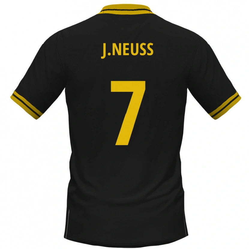 Danxen Enfant Maillot Julian Neuss #7 Noir Jaune Tenues Extérieur 2025/26 T-Shirt
