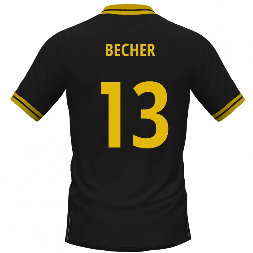 Danxen Enfant Maillot Kjell Becher #13 Noir Jaune Tenues Extérieur 2025/26 T-Shirt