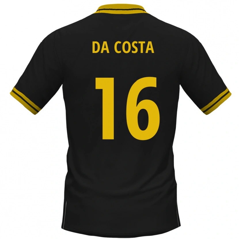 Danxen Enfant Maillot Fabricio Sylva Da Costa #16 Noir Jaune Tenues Extérieur 2025/26 T-Shirt