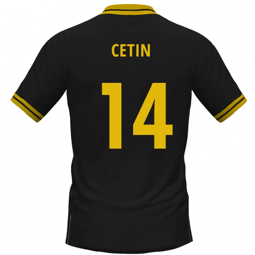Danxen Enfant Maillot Mikail Cetin #14 Noir Jaune Tenues Extérieur 2025/26 T-Shirt