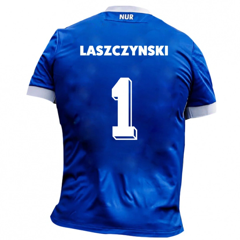 Danxen Enfant Maillot Adam Laszczynski #1 Bleu Blanc Tenues Extérieur 2025/26 T-Shirt