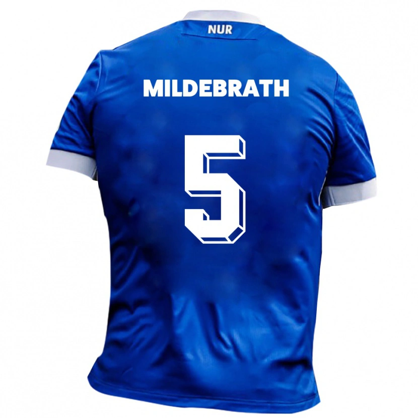 Danxen Enfant Maillot Matti Mildebrath #5 Bleu Blanc Tenues Extérieur 2025/26 T-Shirt