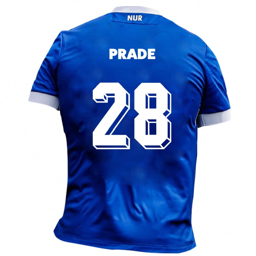Danxen Enfant Maillot Adrian Prade #28 Bleu Blanc Tenues Extérieur 2025/26 T-Shirt