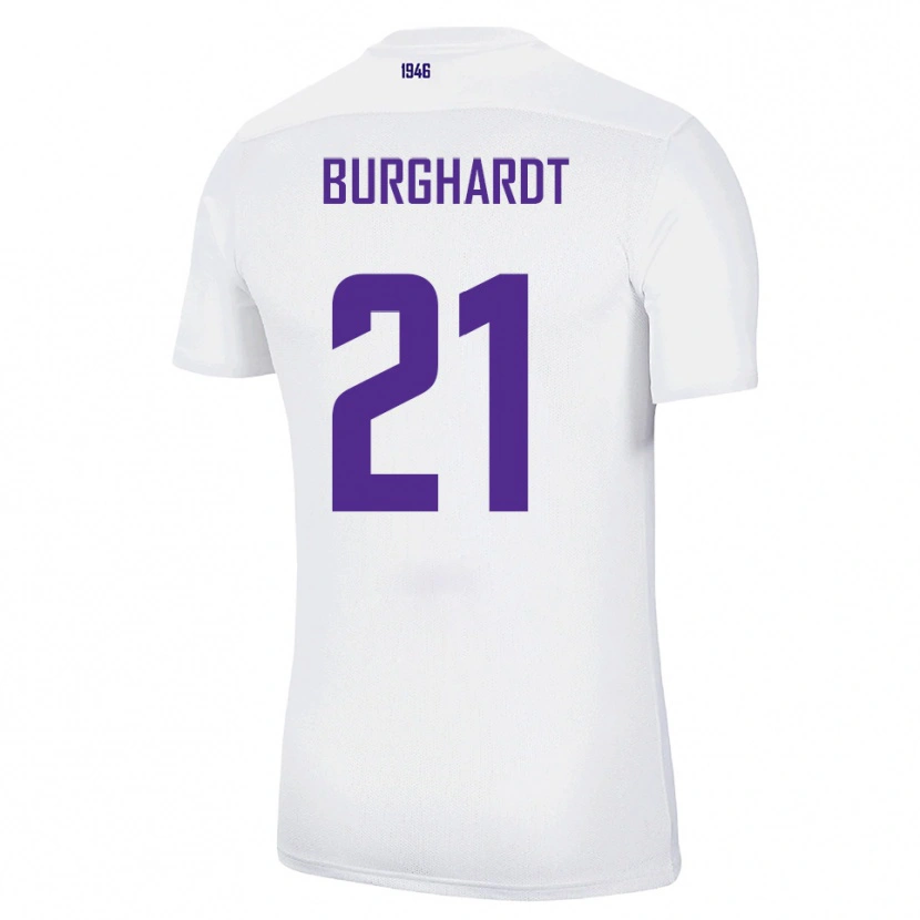 Danxen Enfant Maillot Maxim Burghardt #21 Blanc Vert Tenues Extérieur 2025/26 T-Shirt
