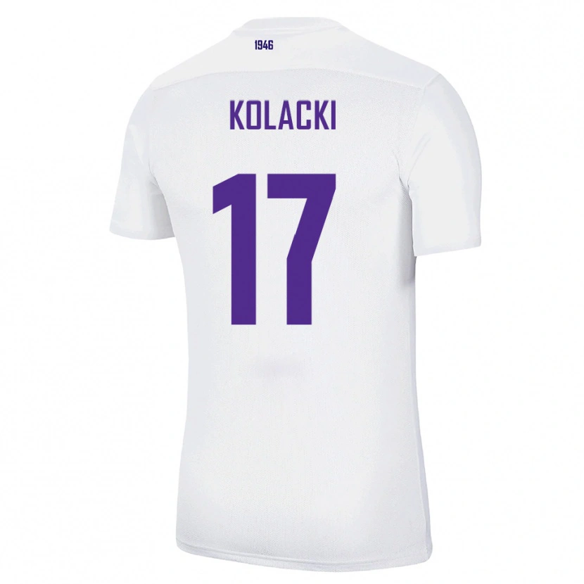 Danxen Enfant Maillot Dawid Kolacki #17 Blanc Vert Tenues Extérieur 2025/26 T-Shirt