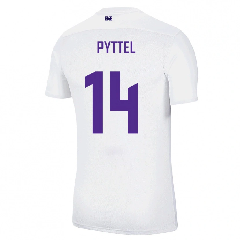 Danxen Enfant Maillot Henrik Pyttel #14 Blanc Vert Tenues Extérieur 2025/26 T-Shirt