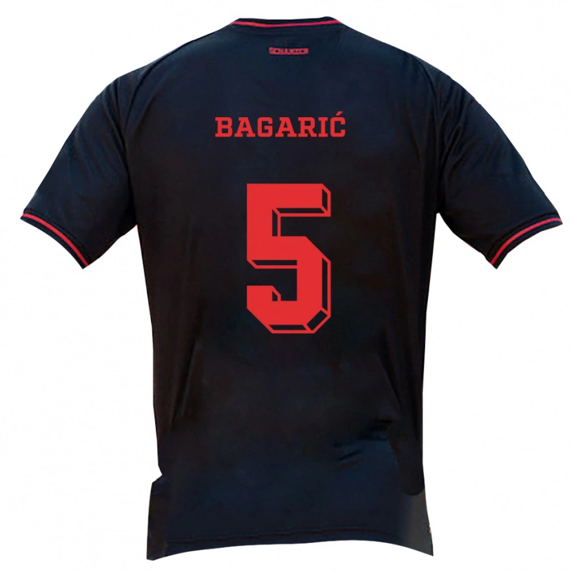 Danxen Enfant Maillot Tomislav Bagarić #5 Noir Rouge Blanc Tenues Extérieur 2025/26 T-Shirt