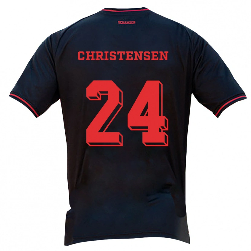 Danxen Enfant Maillot Gustav Christensen #24 Noir Rouge Blanc Tenues Extérieur 2025/26 T-Shirt