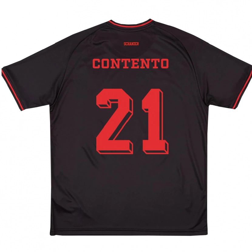 Danxen Enfant Maillot Arcangelo Contento #21 Noir Rouge Blanc Tenues Extérieur 2025/26 T-Shirt