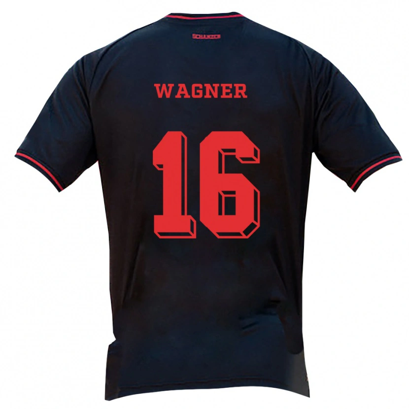 Danxen Enfant Maillot Maximilian Wagner #16 Noir Rouge Blanc Tenues Extérieur 2025/26 T-Shirt