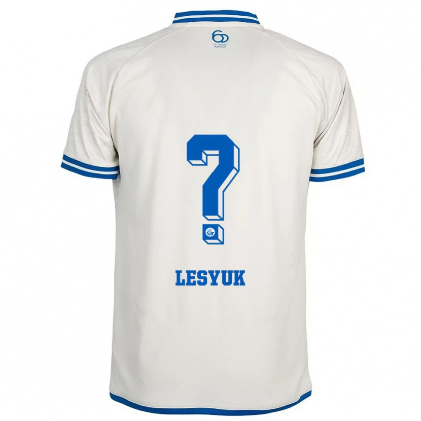 Danxen Enfant Maillot Oleksiy Lesyuk #0 Blanc Bleu Tenues Extérieur 2025/26 T-Shirt