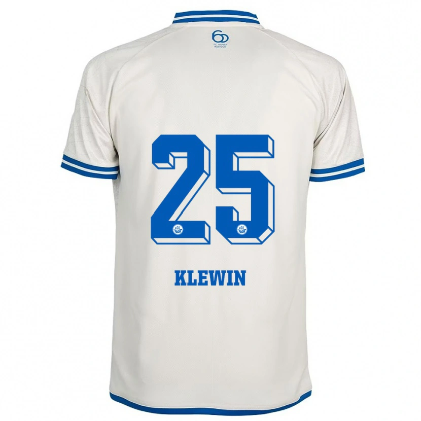 Danxen Enfant Maillot Philipp Klewin #25 Blanc Bleu Tenues Extérieur 2025/26 T-Shirt