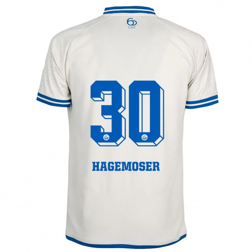 Danxen Enfant Maillot Max Hagemoser #30 Blanc Bleu Tenues Extérieur 2025/26 T-Shirt