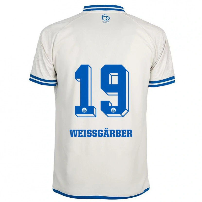 Danxen Enfant Maillot Ronja Weißgärber #19 Blanc Bleu Tenues Extérieur 2025/26 T-Shirt