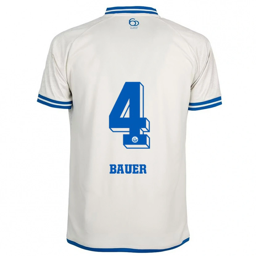 Danxen Enfant Maillot Richard Bauer #4 Blanc Bleu Tenues Extérieur 2025/26 T-Shirt