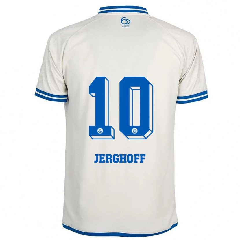 Danxen Enfant Maillot Ole Jerghoff #10 Blanc Bleu Tenues Extérieur 2025/26 T-Shirt