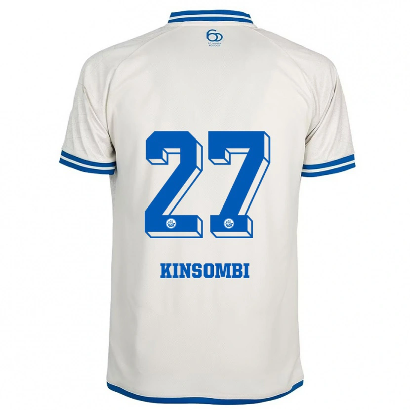 Danxen Enfant Maillot Christian Kinsombi #27 Blanc Bleu Tenues Extérieur 2025/26 T-Shirt
