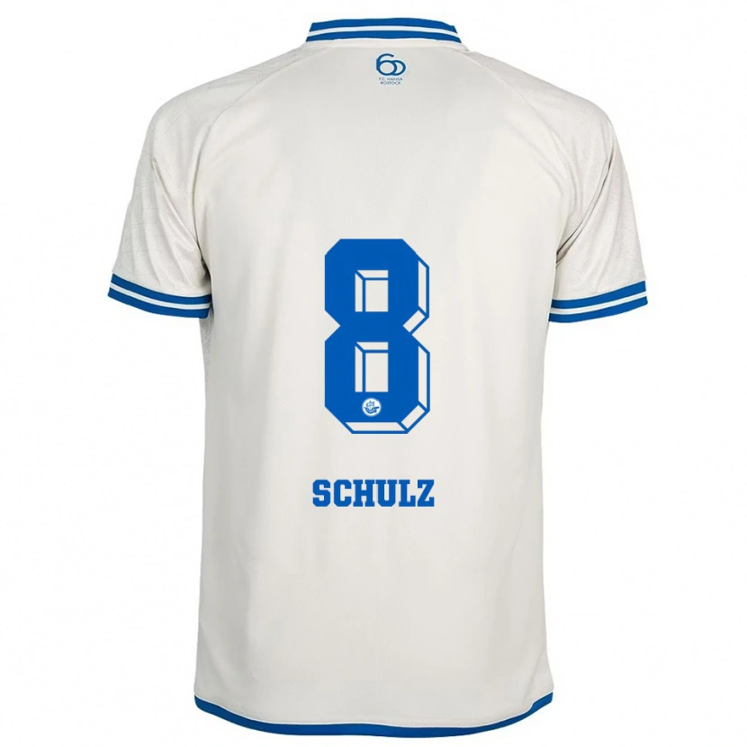 Danxen Enfant Maillot Alessandro Schulz #8 Blanc Bleu Tenues Extérieur 2025/26 T-Shirt