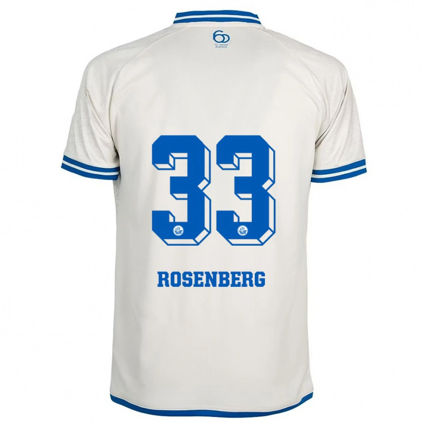 Danxen Enfant Maillot Moritz Rosenberg #33 Blanc Bleu Tenues Extérieur 2025/26 T-Shirt