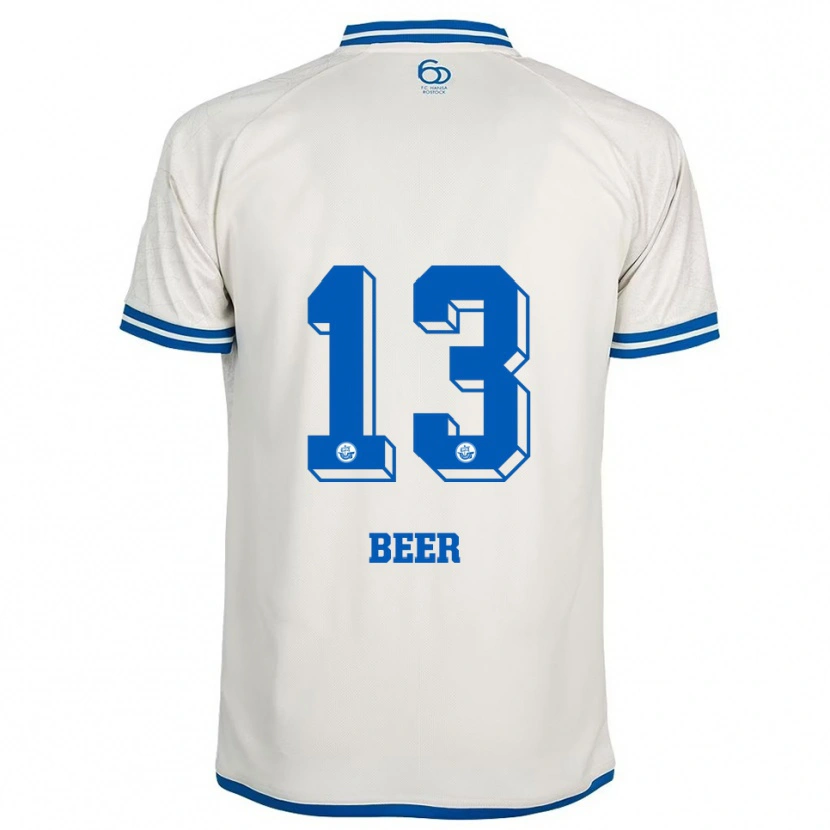 Danxen Enfant Maillot Darian Beer #13 Blanc Bleu Tenues Extérieur 2025/26 T-Shirt