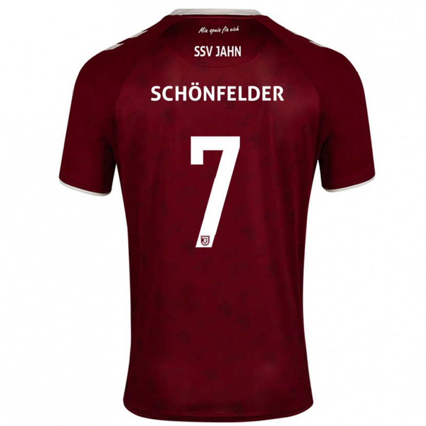 Danxen Enfant Maillot Oscar Schönfelder #7 Bourgogne Blanc Tenues Extérieur 2025/26 T-Shirt