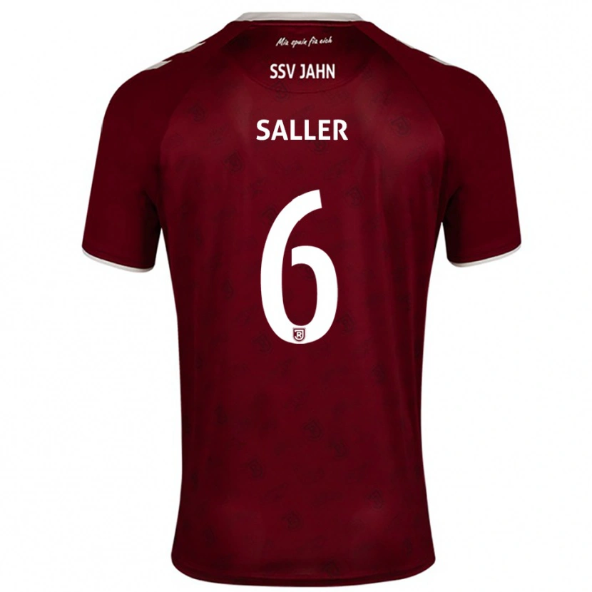 Danxen Enfant Maillot Benedikt Saller #6 Bourgogne Blanc Tenues Extérieur 2025/26 T-Shirt