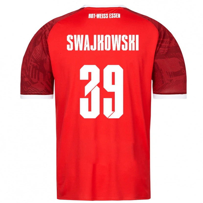 Danxen Enfant Maillot Gianluca Swajkowski #39 Rouge Bourgogne Blanc Tenues Extérieur 2025/26 T-Shirt