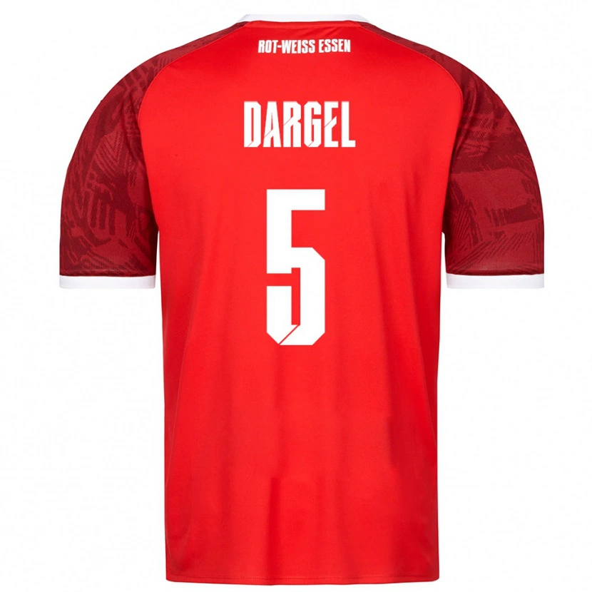Danxen Enfant Maillot Timo Dargel #5 Rouge Bourgogne Blanc Tenues Extérieur 2025/26 T-Shirt