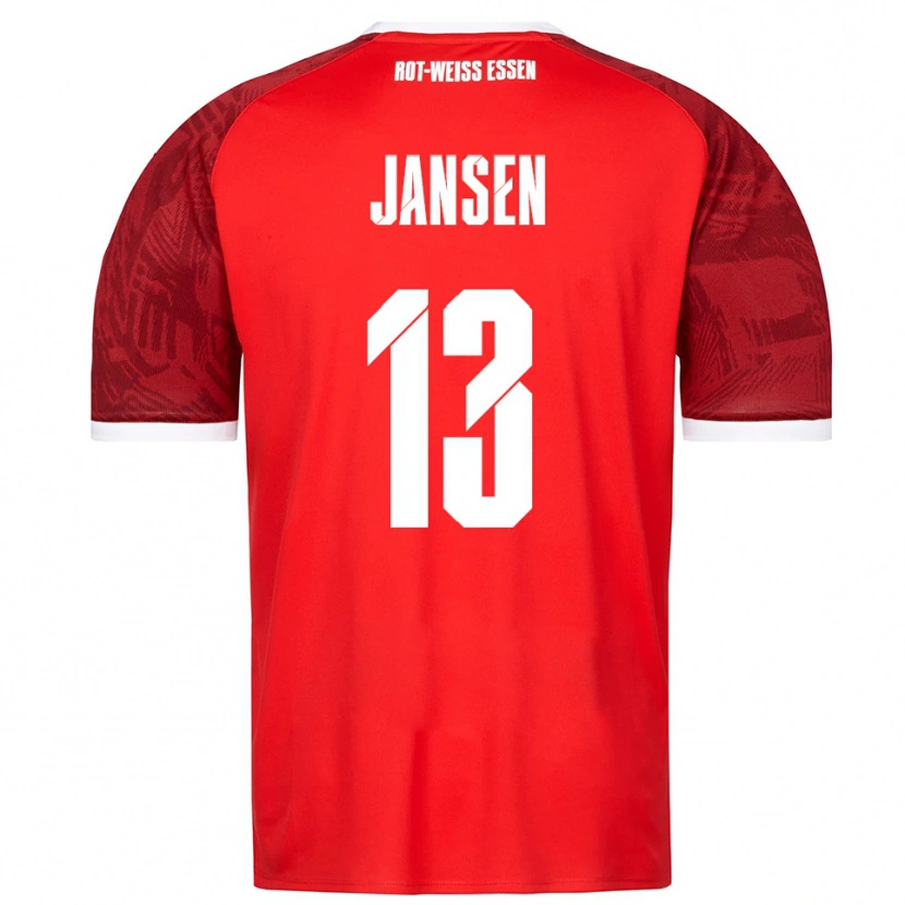 Danxen Enfant Maillot Joshua Jansen #13 Rouge Bourgogne Blanc Tenues Extérieur 2025/26 T-Shirt