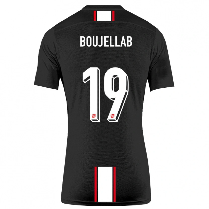 Danxen Enfant Maillot Nassim Boujellab #19 Noir Blanc Tenues Extérieur 2025/26 T-Shirt