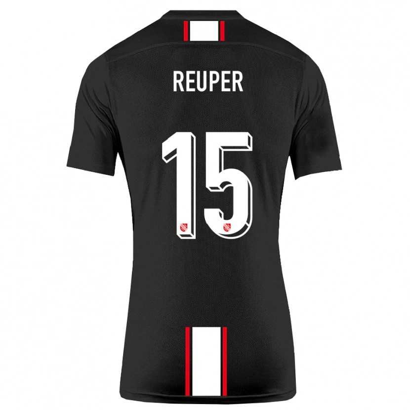 Danxen Enfant Maillot Tim Reuper #15 Noir Blanc Tenues Extérieur 2025/26 T-Shirt