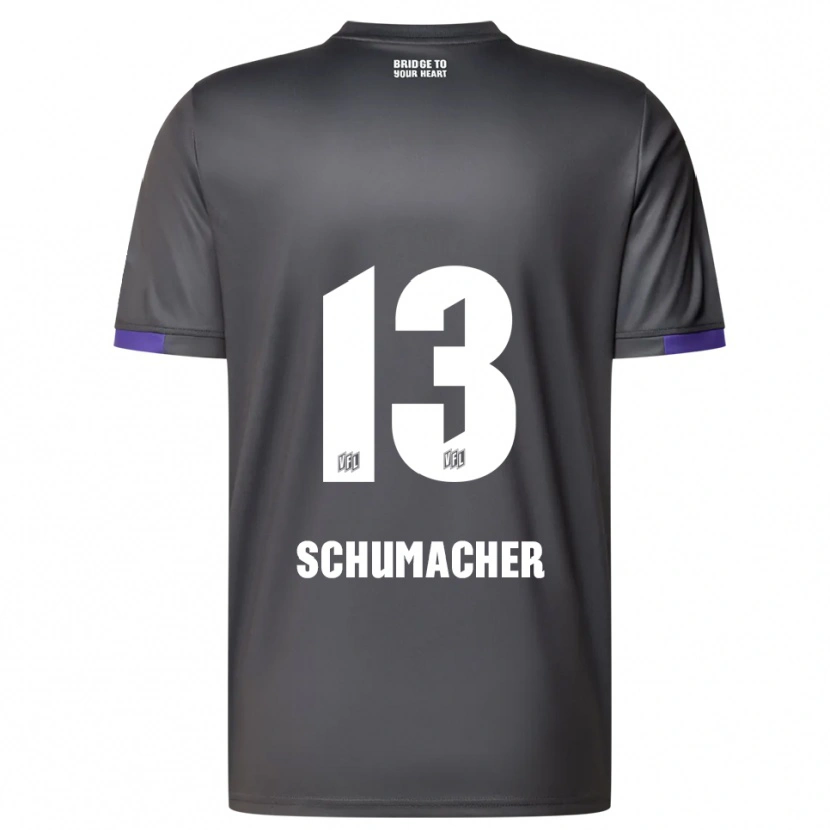 Danxen Enfant Maillot Kevin Schumacher #13 Gris Violet Tenues Extérieur 2025/26 T-Shirt
