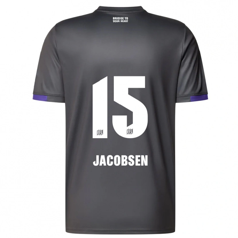 Danxen Enfant Maillot Bjarke Jacobsen #15 Gris Violet Tenues Extérieur 2025/26 T-Shirt