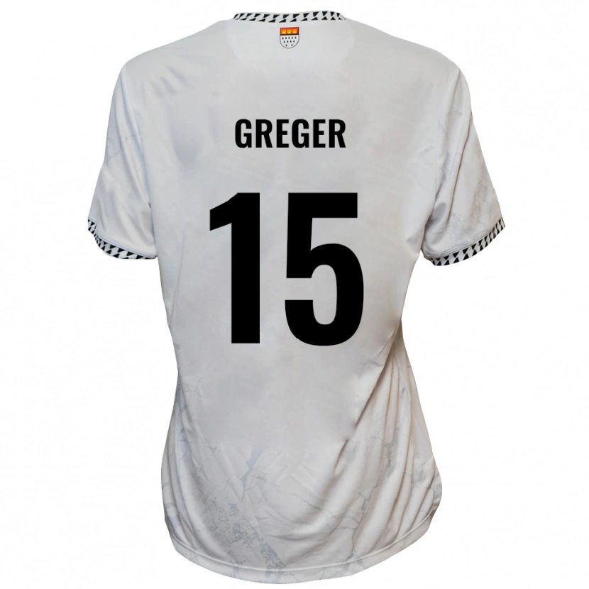 Danxen Enfant Maillot Christoph Greger #15 Blanc Noir Tenues Extérieur 2025/26 T-Shirt