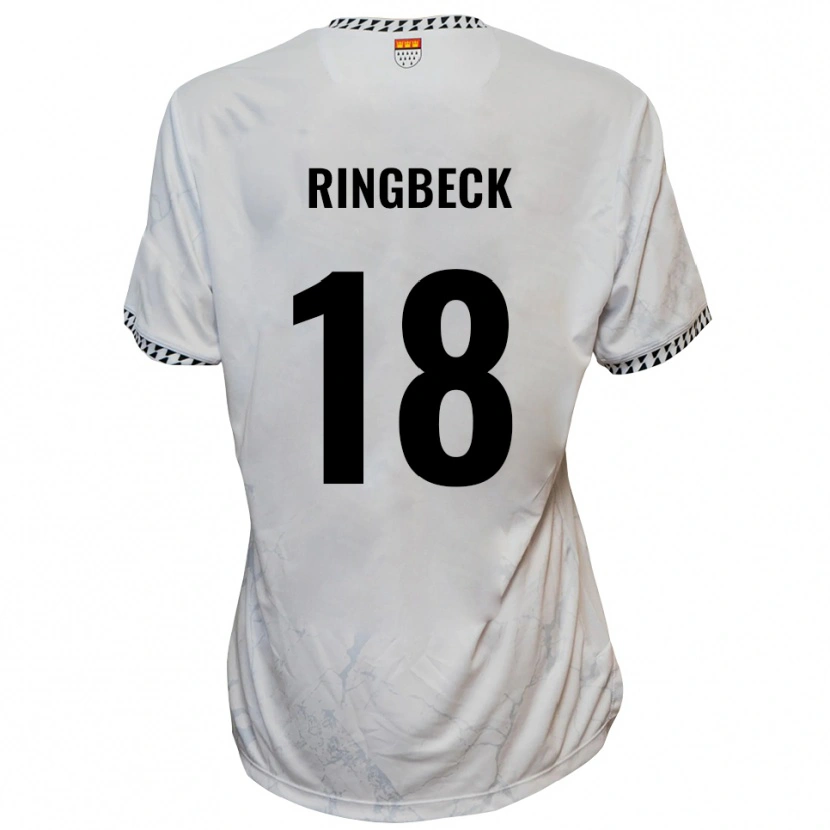 Danxen Enfant Maillot Noah Ringbeck #18 Blanc Noir Tenues Extérieur 2025/26 T-Shirt