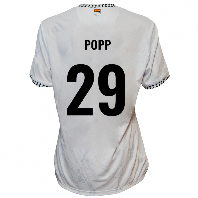 Danxen Enfant Maillot Leander Popp #29 Blanc Noir Tenues Extérieur 2025/26 T-Shirt