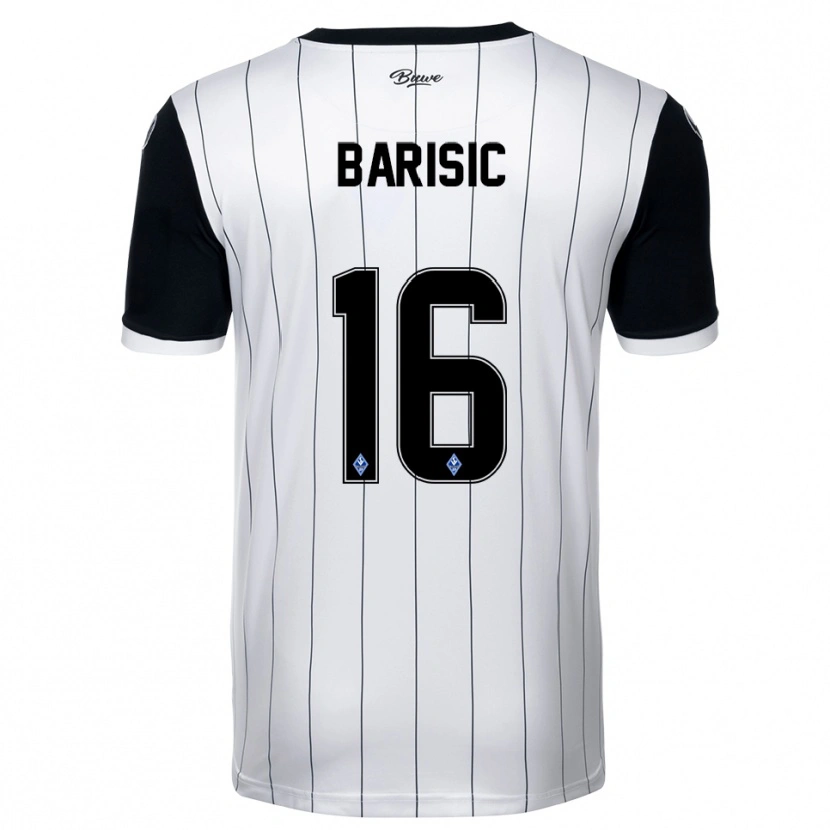 Danxen Enfant Maillot Diego Barisic #16 Blanc Noir Tenues Extérieur 2025/26 T-Shirt