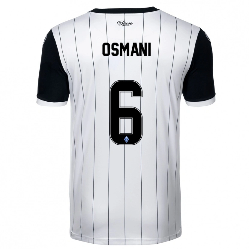 Danxen Enfant Maillot Samir Osmani #6 Blanc Noir Tenues Extérieur 2025/26 T-Shirt