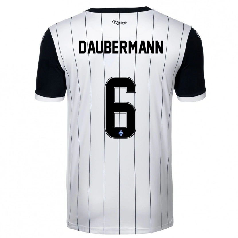 Danxen Enfant Maillot Jonas Daubermann #6 Blanc Noir Tenues Extérieur 2025/26 T-Shirt