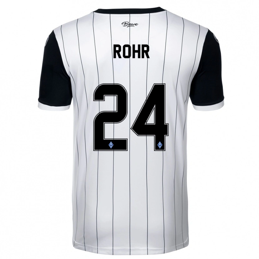 Danxen Enfant Maillot Elijah Rohr #24 Blanc Noir Tenues Extérieur 2025/26 T-Shirt