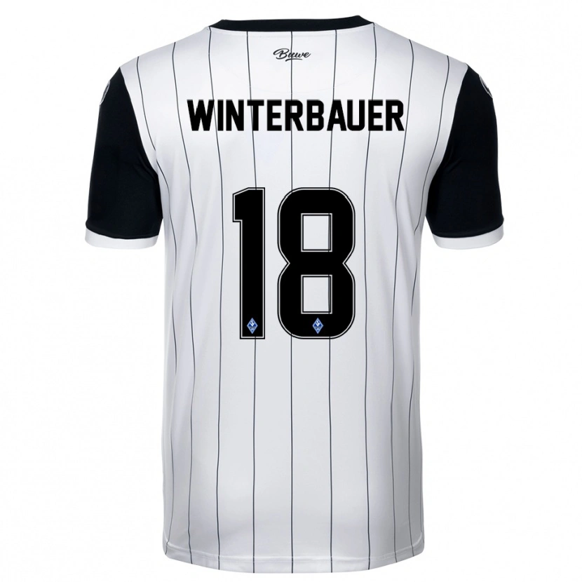 Danxen Enfant Maillot Jan Winterbauer #18 Blanc Noir Tenues Extérieur 2025/26 T-Shirt