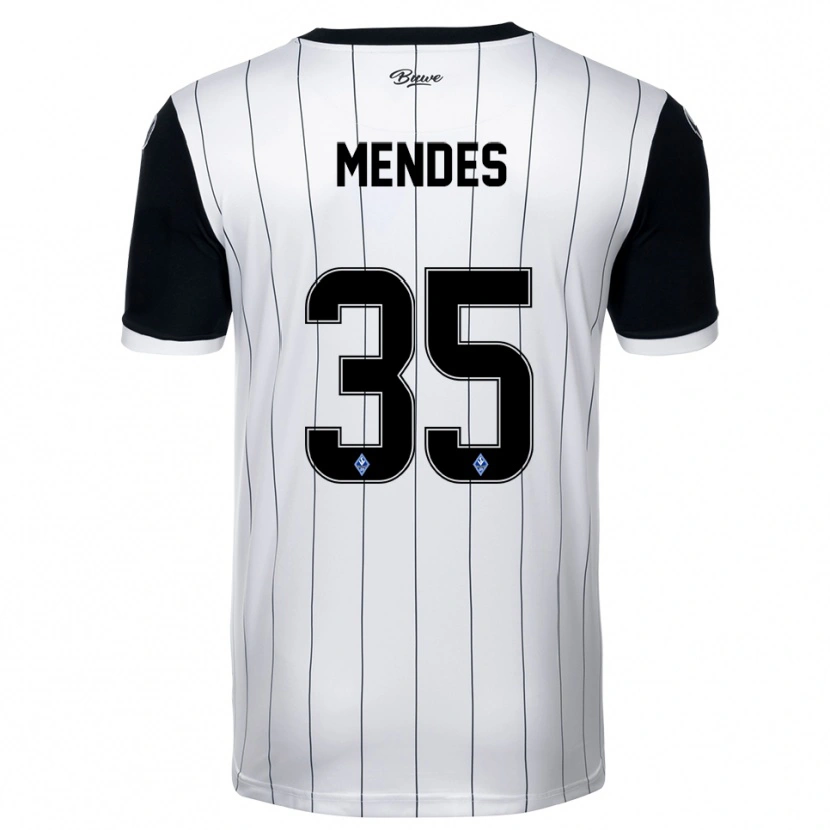 Danxen Enfant Maillot Djayson Mendes #35 Blanc Noir Tenues Extérieur 2025/26 T-Shirt